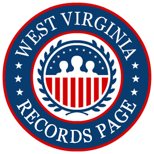 A red, white, and blue round logo with the words West Virginia Records Page